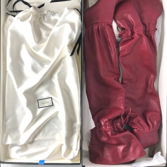 NIB Gucci Slouch Over the Knee Red Leather Boots 36.5 - Picture 9 of 10